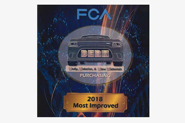 Fiat Chrysler Automobiles Award for Most Improved Supplier 2016